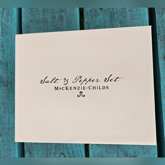 Mackenzie Childs Courtly Check Teapot Salt & Pepper Shakers - Picture 2 of 9